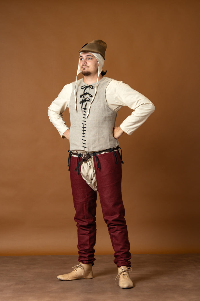 14th-15th century pourpoint, linen, natural 