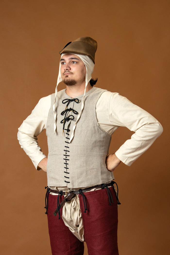 14th-15th century pourpoint, linen, natural 