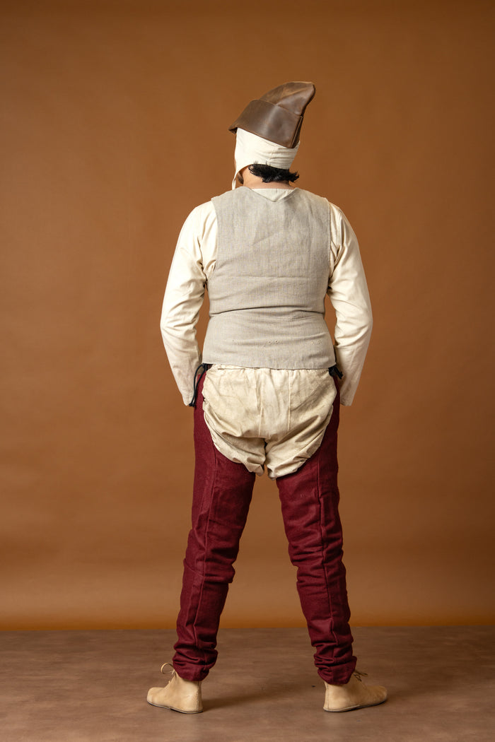 14th-15th century pourpoint, linen, natural 