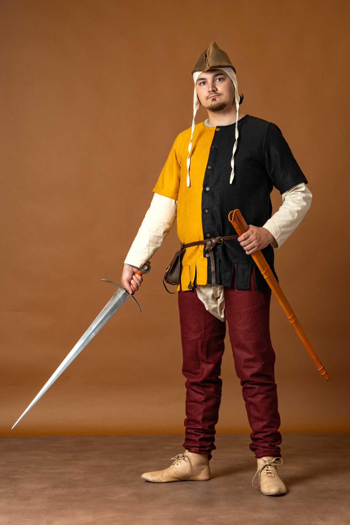 Surcoat Aleran, left, black, wool mix