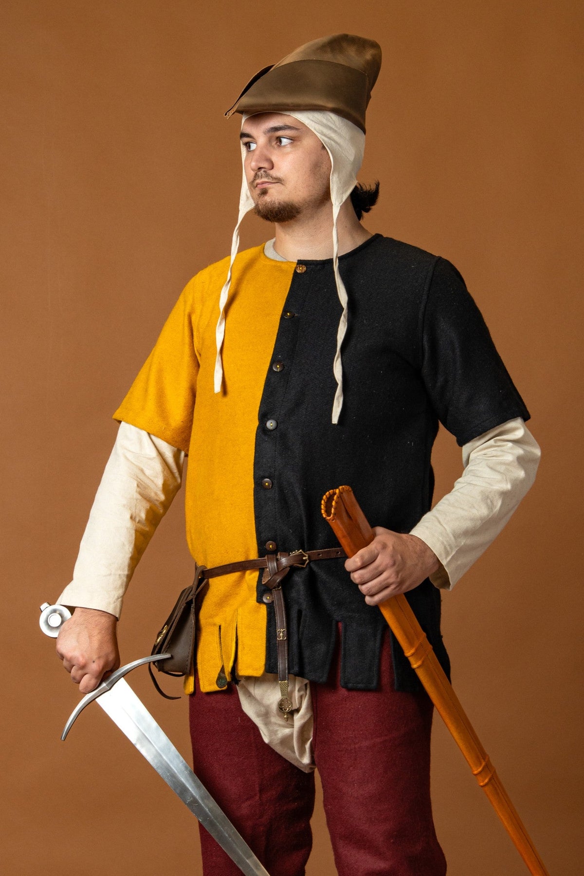 Surcoat Aleran, left, black, wool mix