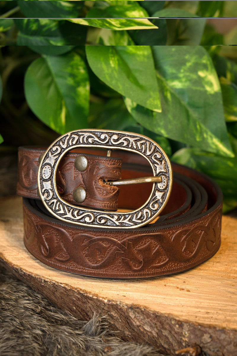 Cintura in pelle Tinuviel, 130 cm, marrone