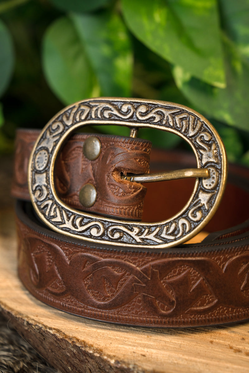 Cintura in pelle Tinuviel, 130 cm, marrone