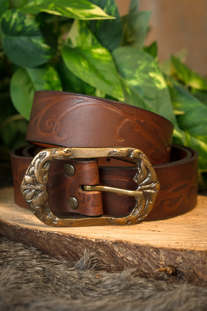Leather belt Aranel, 130 cm, brown