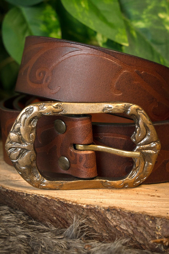 Leather belt Aranel, 130 cm, brown