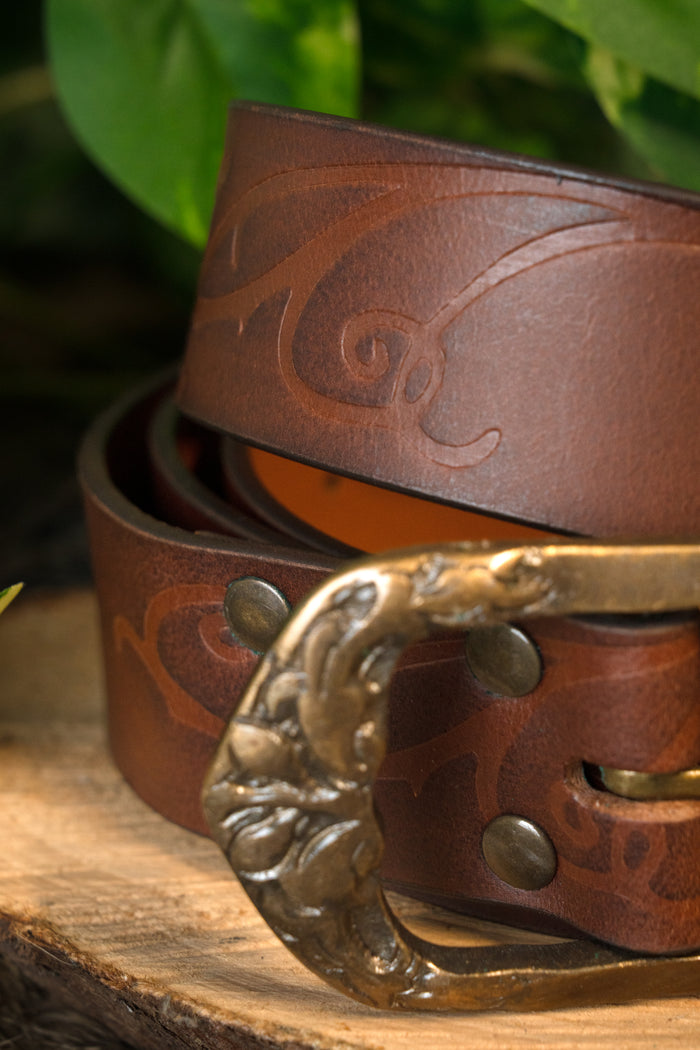 Leather belt Aranel, 130 cm, brown