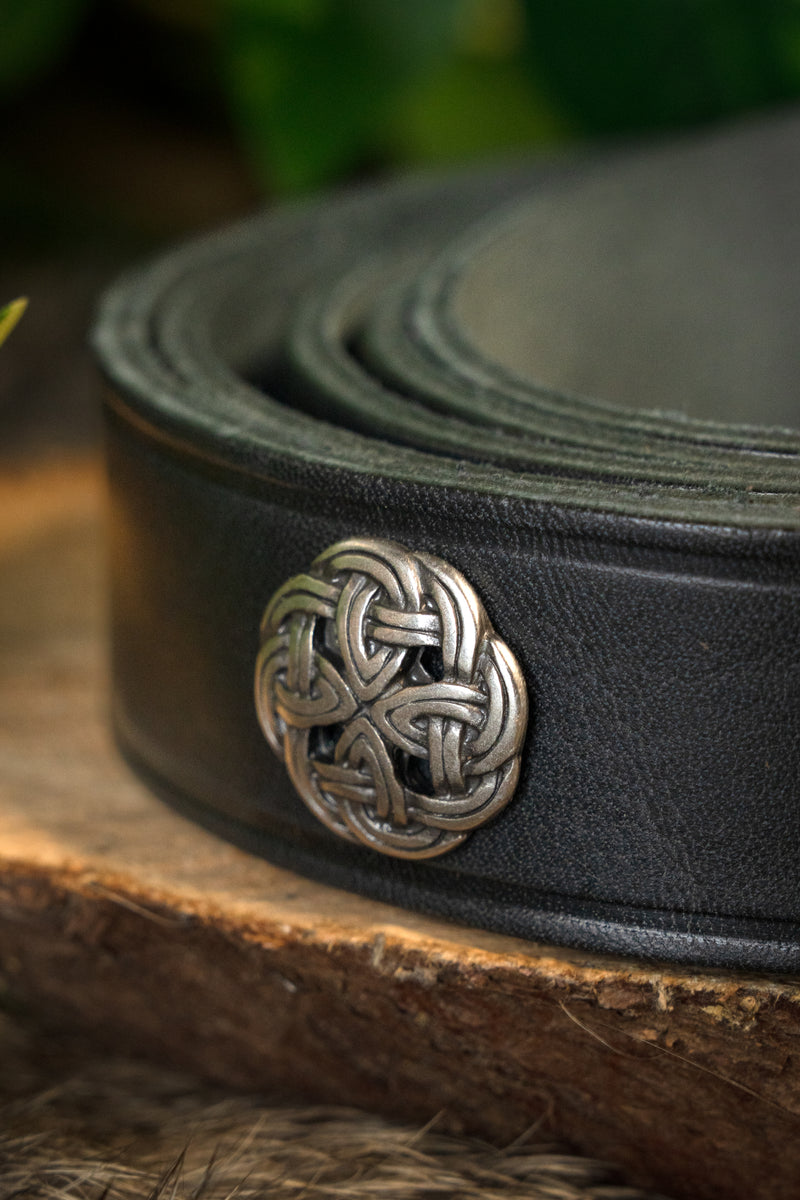 Wikiński pas Ringerike deluxe, czarny, posrebrzany, 165 cm