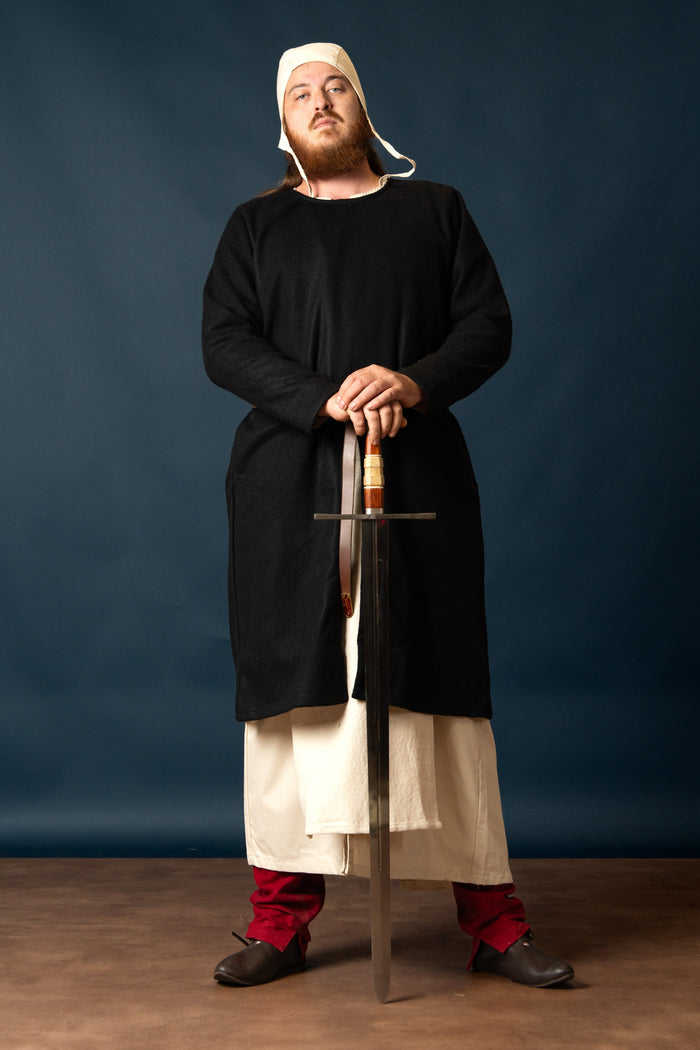Medieval tunic Everard, black, wool mix