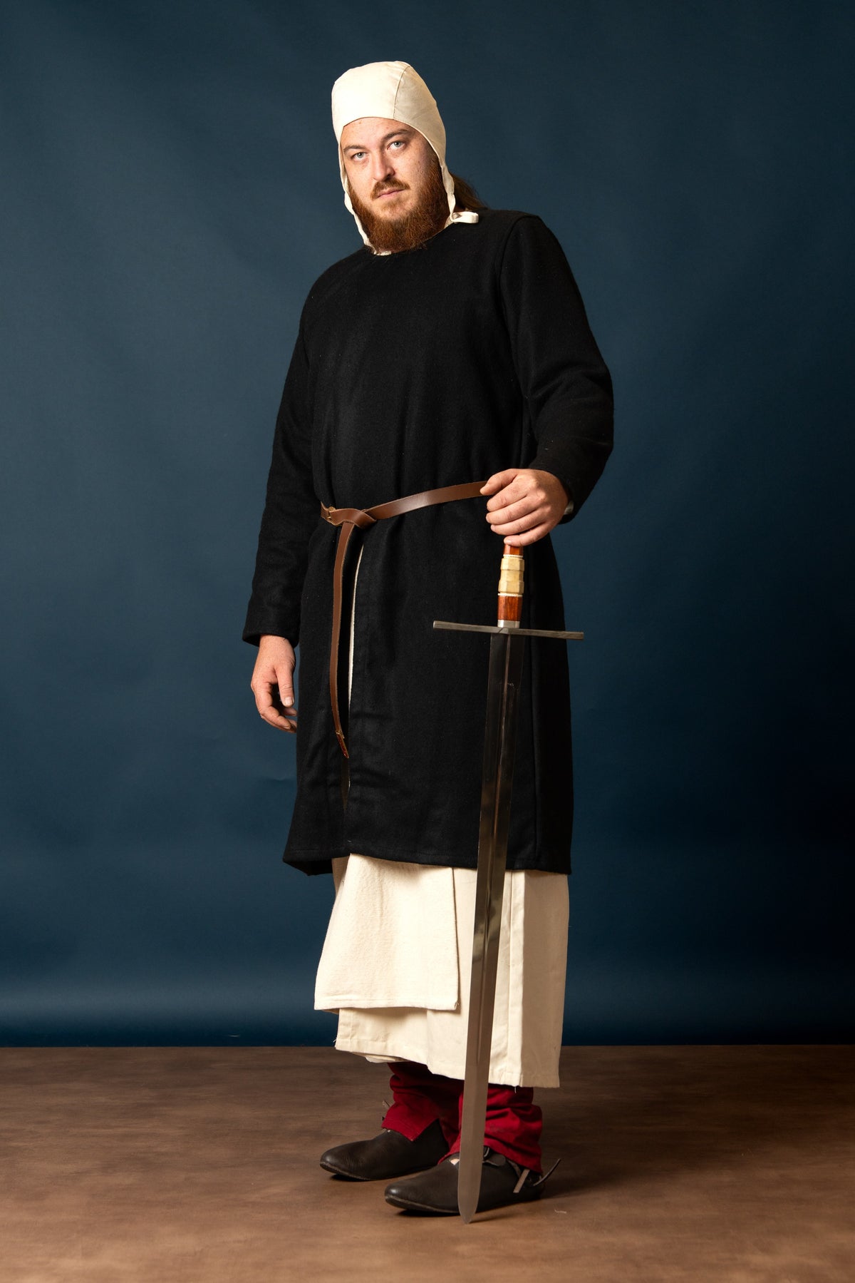 Medieval tunic Everard, black, wool mix