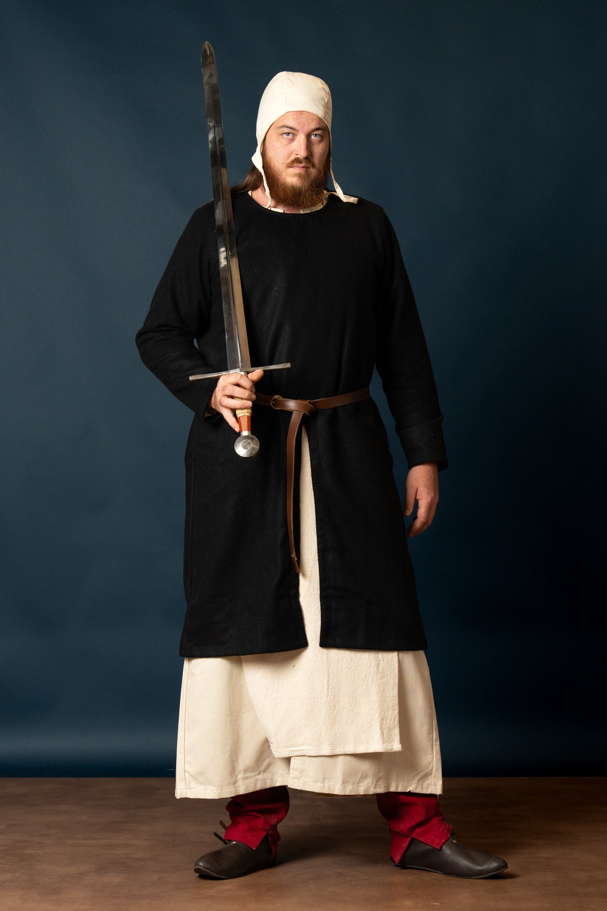 Medieval tunic Everard, black, wool mix