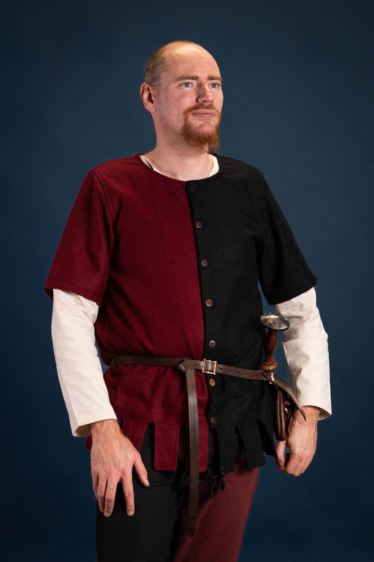 Surcoat Aleran, left, black, wool mix