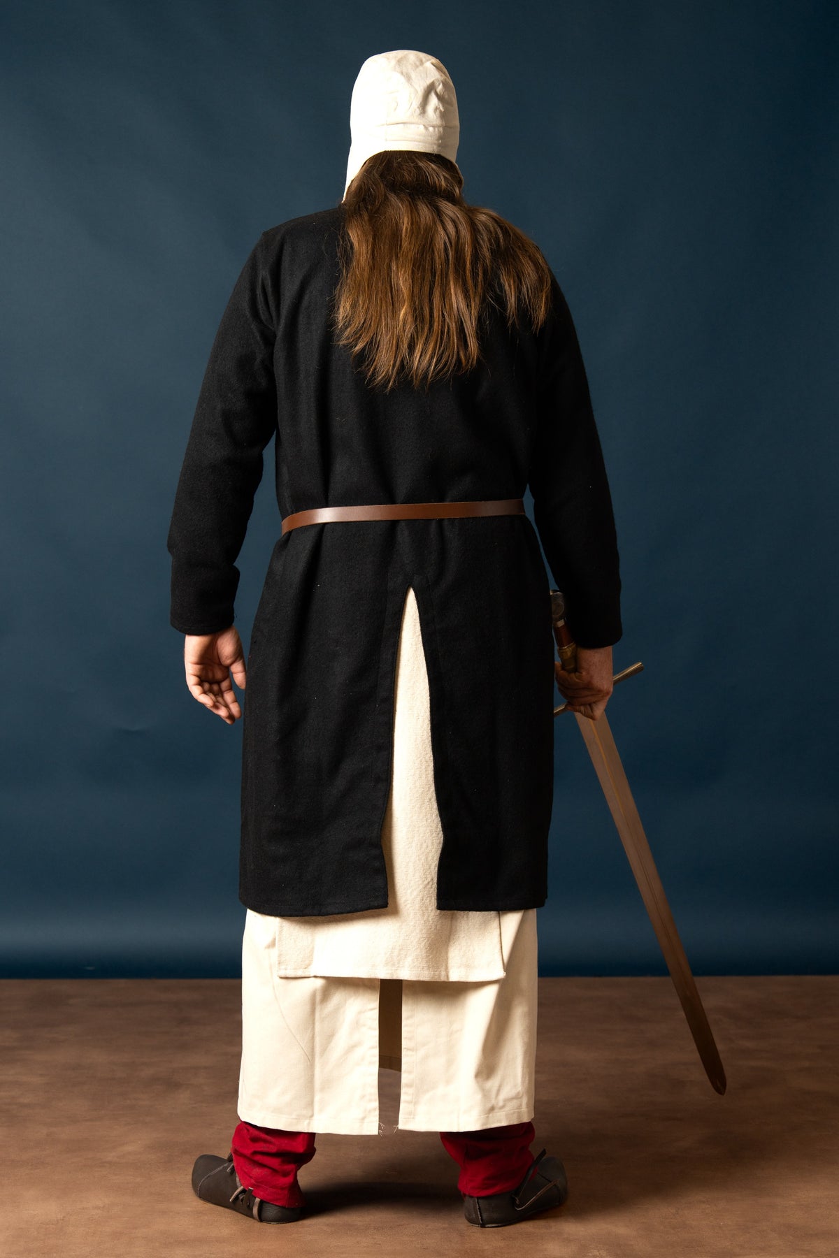 Medieval tunic Everard, black, wool mix