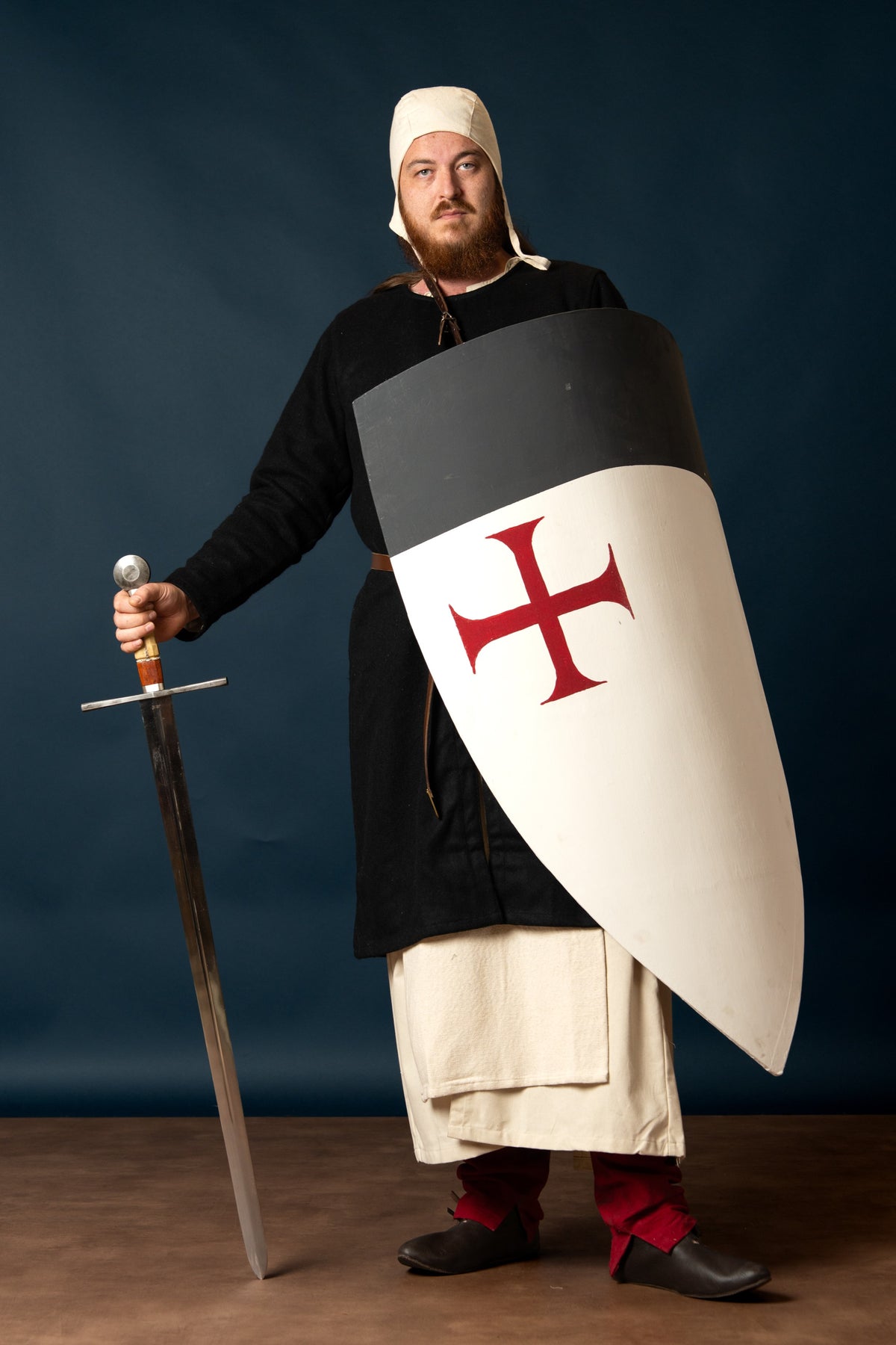 Medieval tunic Everard, black, wool mix