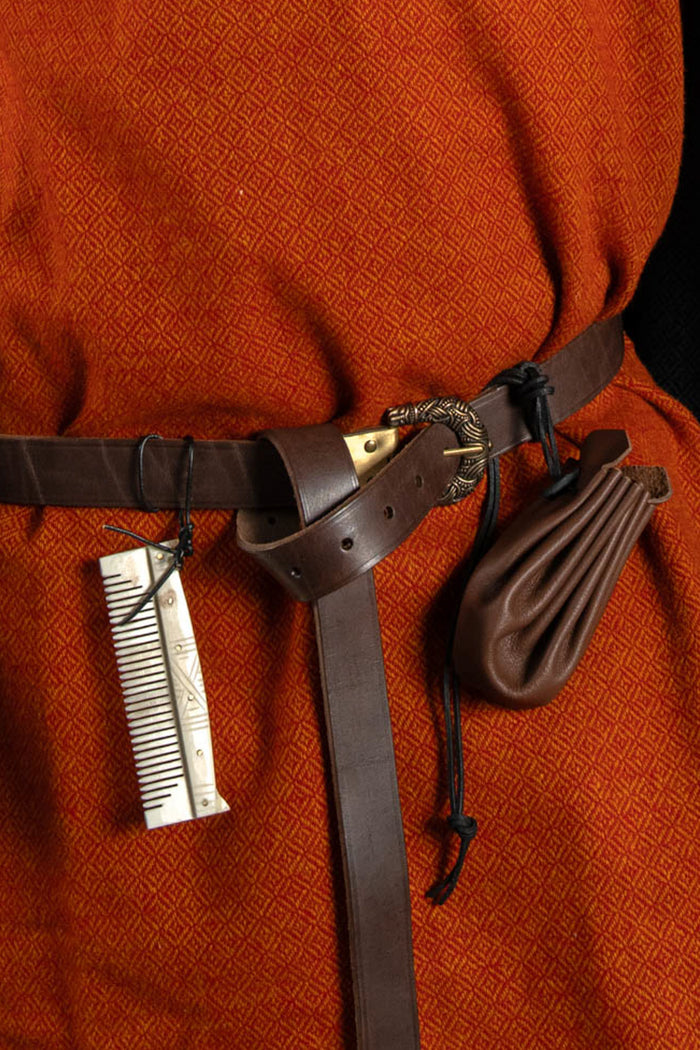 Soft leather pouch, dark brown