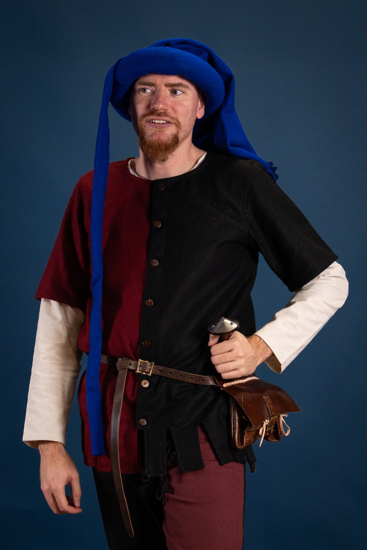 Surcoat Aleran, left, black, wool mix