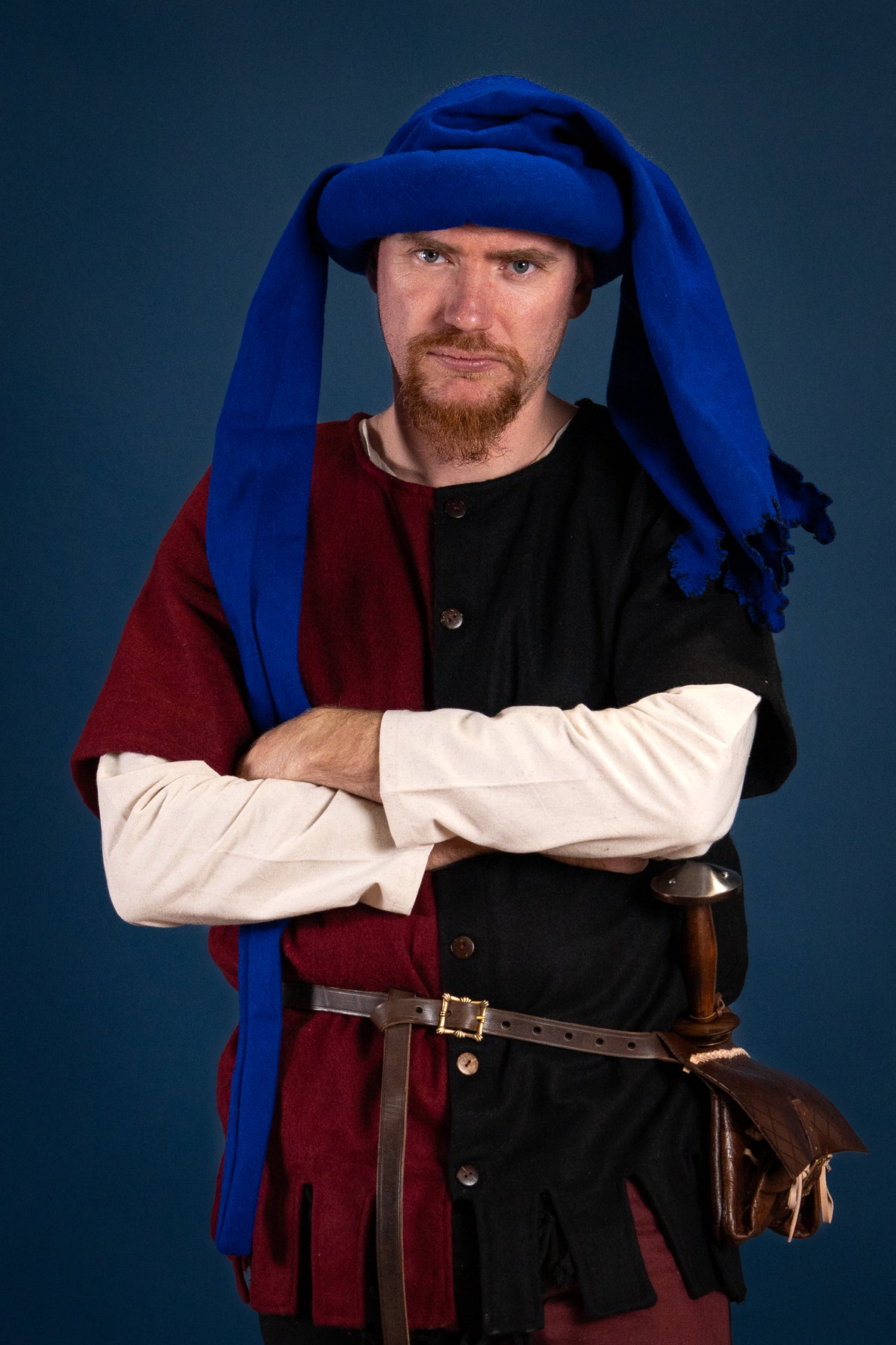 Surcoat Aleran, left, black, wool mix