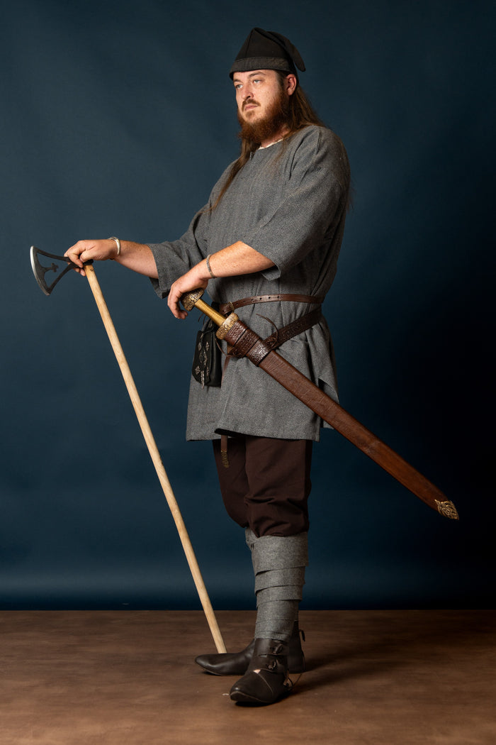 Viking tunic Arvis, herringbone pattern, Storm grey