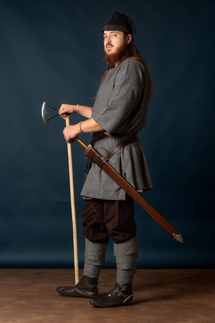 Viking tunic Arvis, herringbone pattern, Storm grey