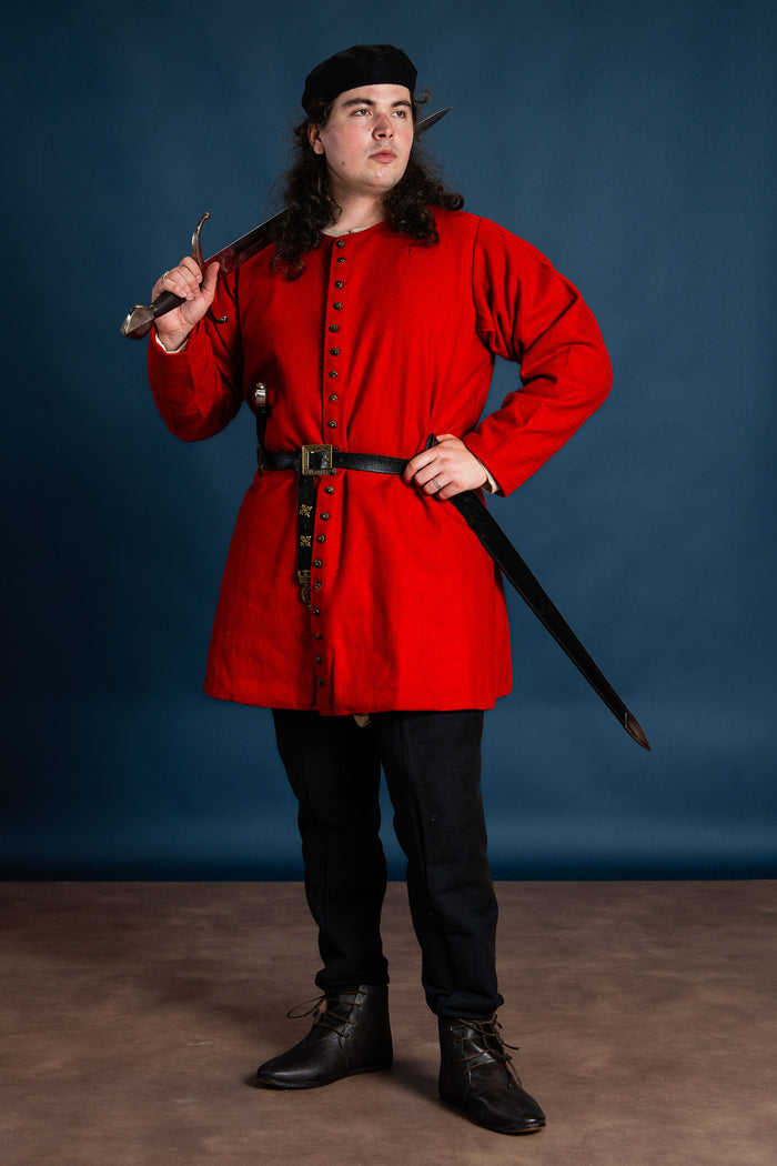 Late medieval houppelande, red, wool