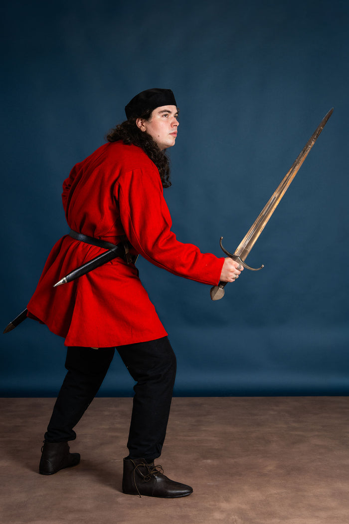 Late medieval houppelande, red, wool