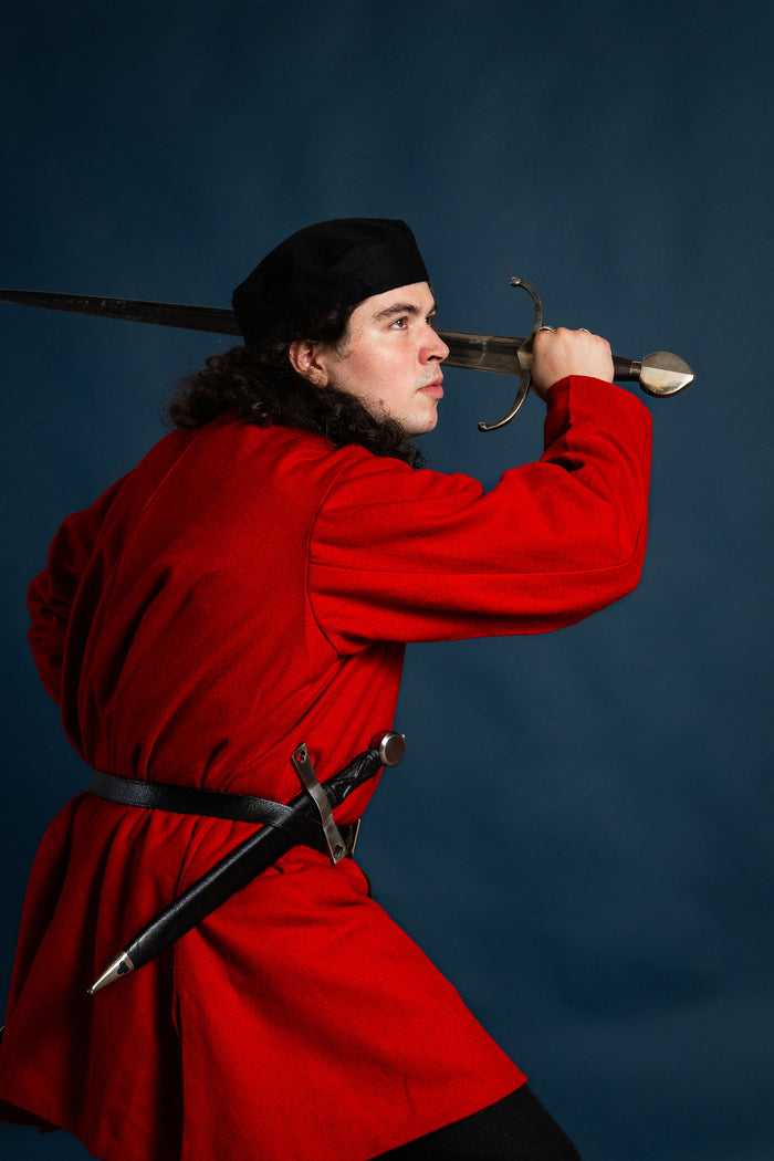 Late medieval houppelande, red, wool