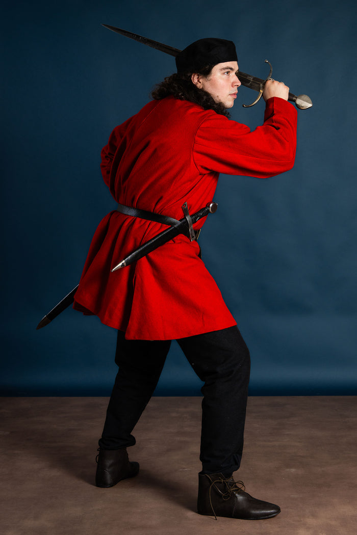 Late medieval houppelande, red, wool