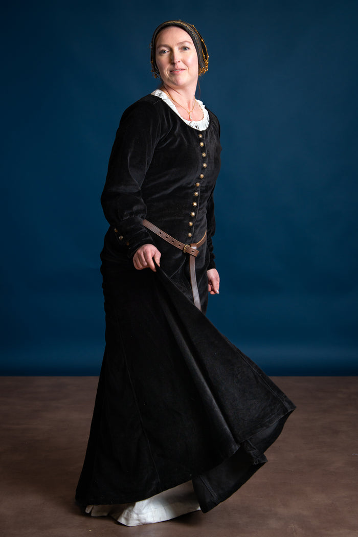 Velvet cotehardie Christina, black