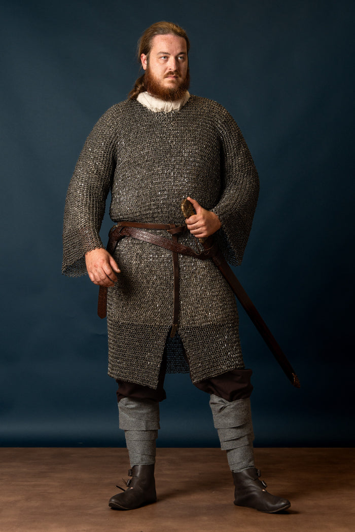 Hauberk with split, round rings, round rivets 9 mm