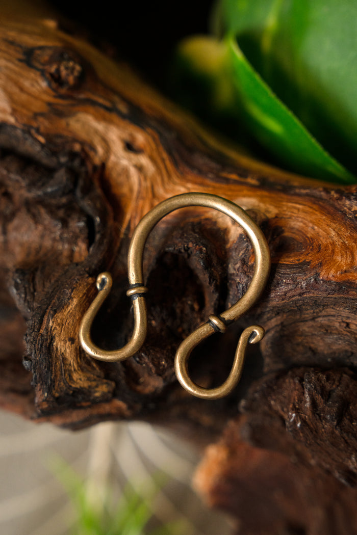 Viking jewellery hook, double, bronze