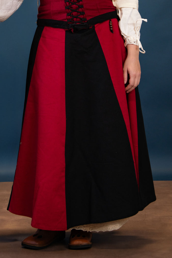 Landsknecht skirt Loreena, black-red