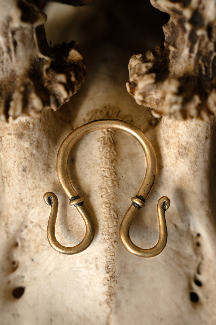 Viking jewellery hook, double, bronze
