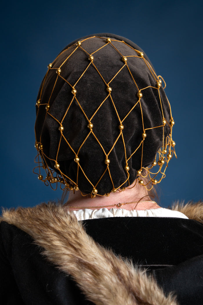 Hairnet (caul) Beatrice, velvet, dark brown
