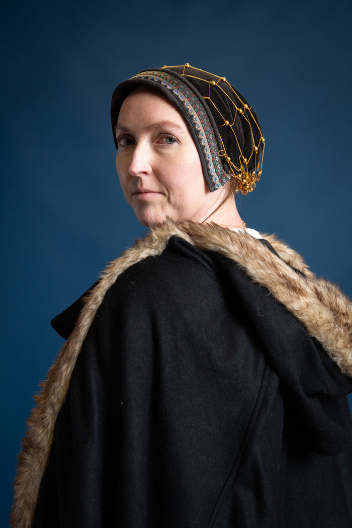 Hairnet (caul) Beatrice, velvet, dark brown