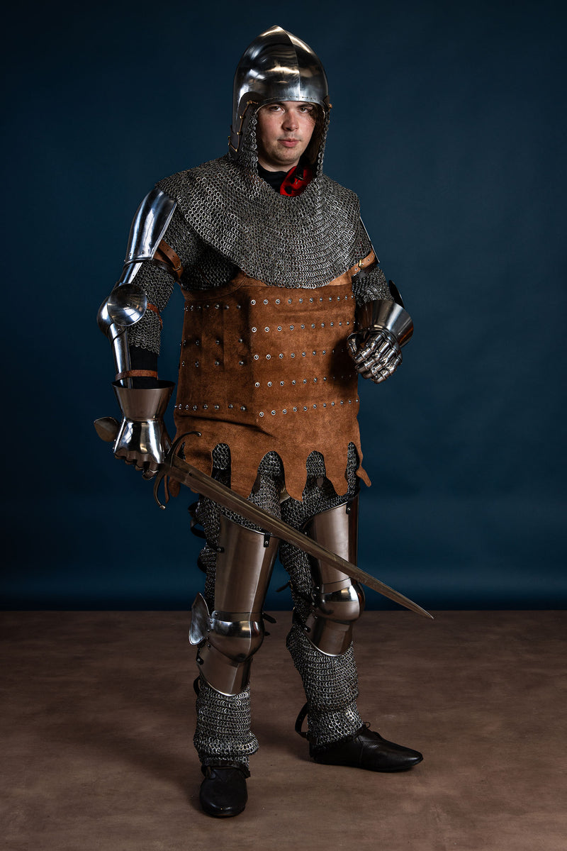 Chausses de mailles, anneaux plats, rivets ronds, 9 mm