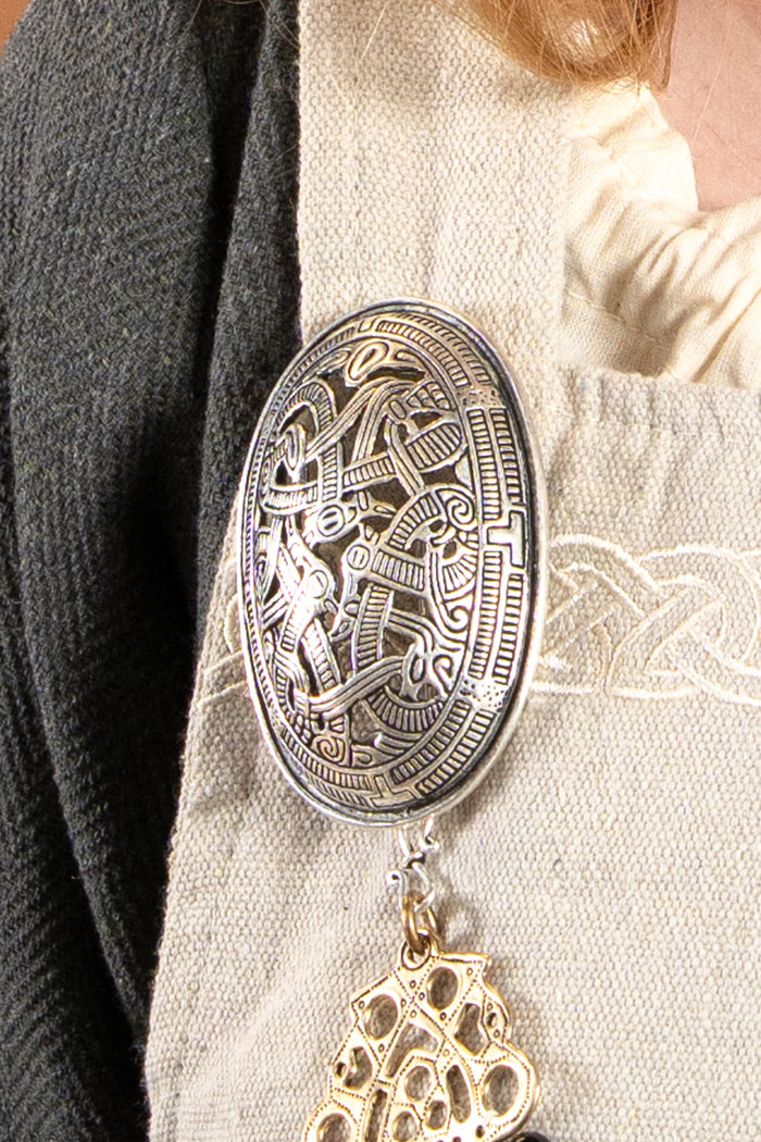 Viking tortoise brooch, Jelling style, silver-plated, per piece