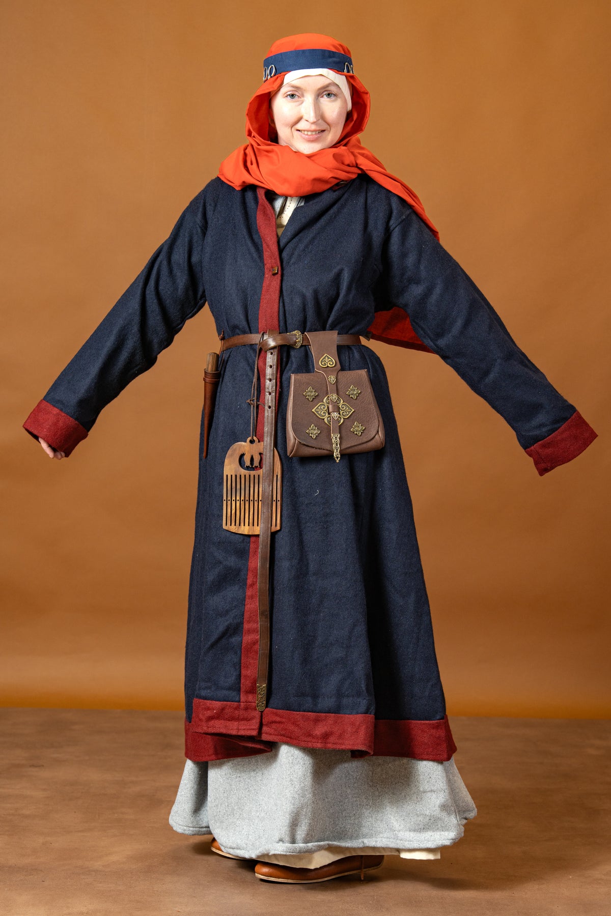 Rusvik Viking kaftan Kseniya, blue, wool blend
