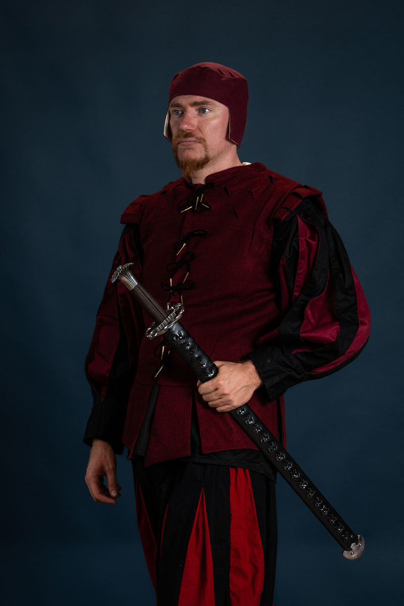 Renaissance cap Rafael, wool blend, red