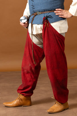 Medieval chausses with laces, red