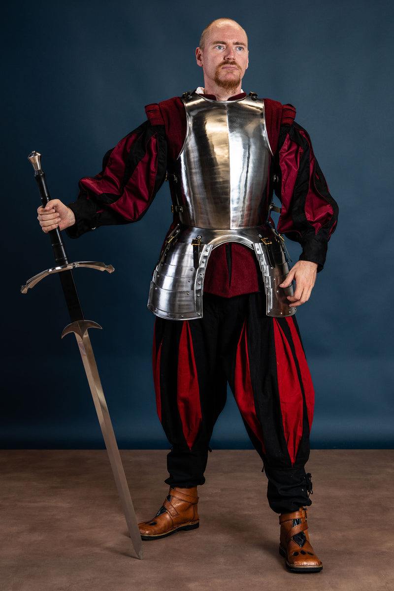 Spodnie landsknechckie, czerwono-czarne