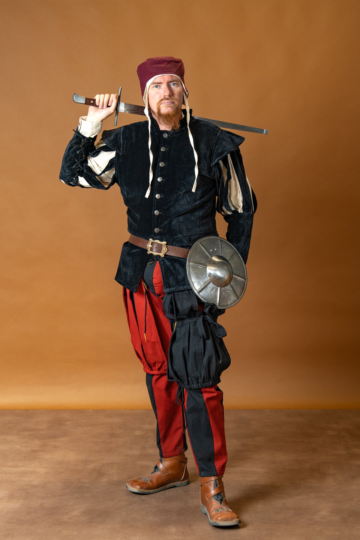 Landsknecht puffy trouser leg Daniel, black, per piece