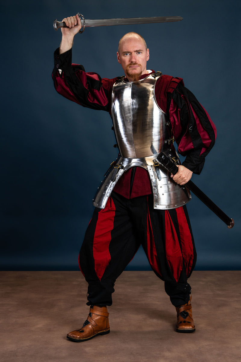 Spodnie landsknechckie, czerwono-czarne