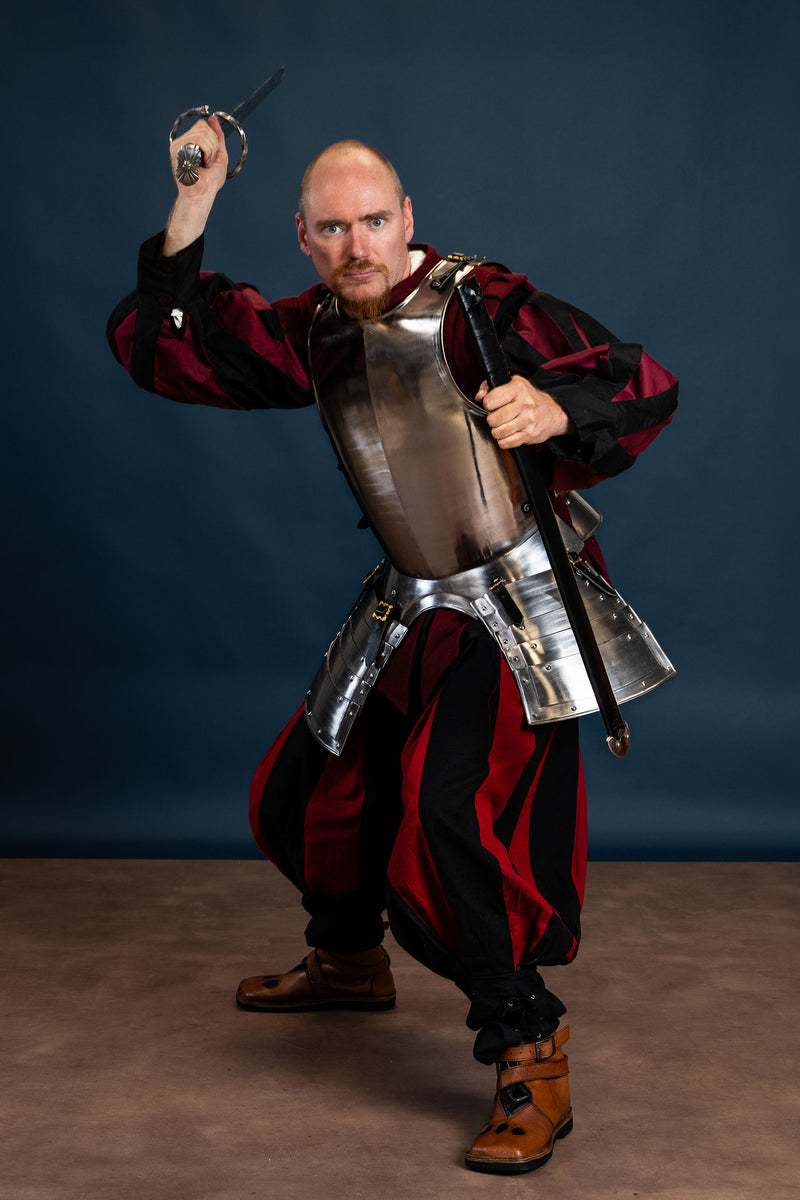 Spodnie landsknechckie, czerwono-czarne