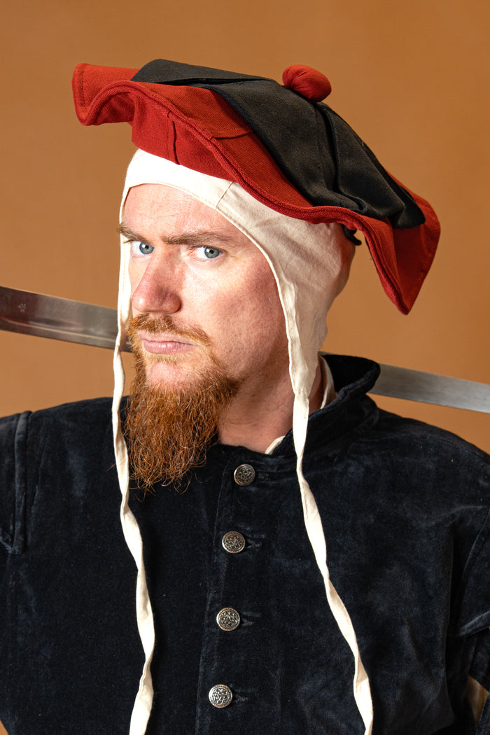Landsknecht beret Daniel, red-black