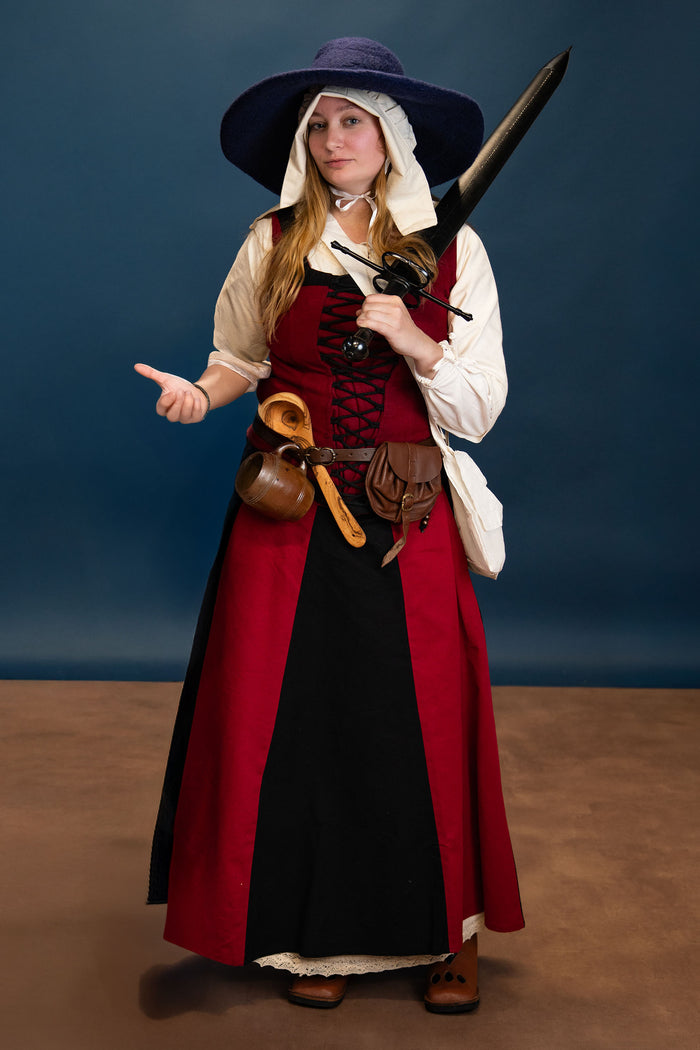 Landsknecht skirt Loreena, black-red