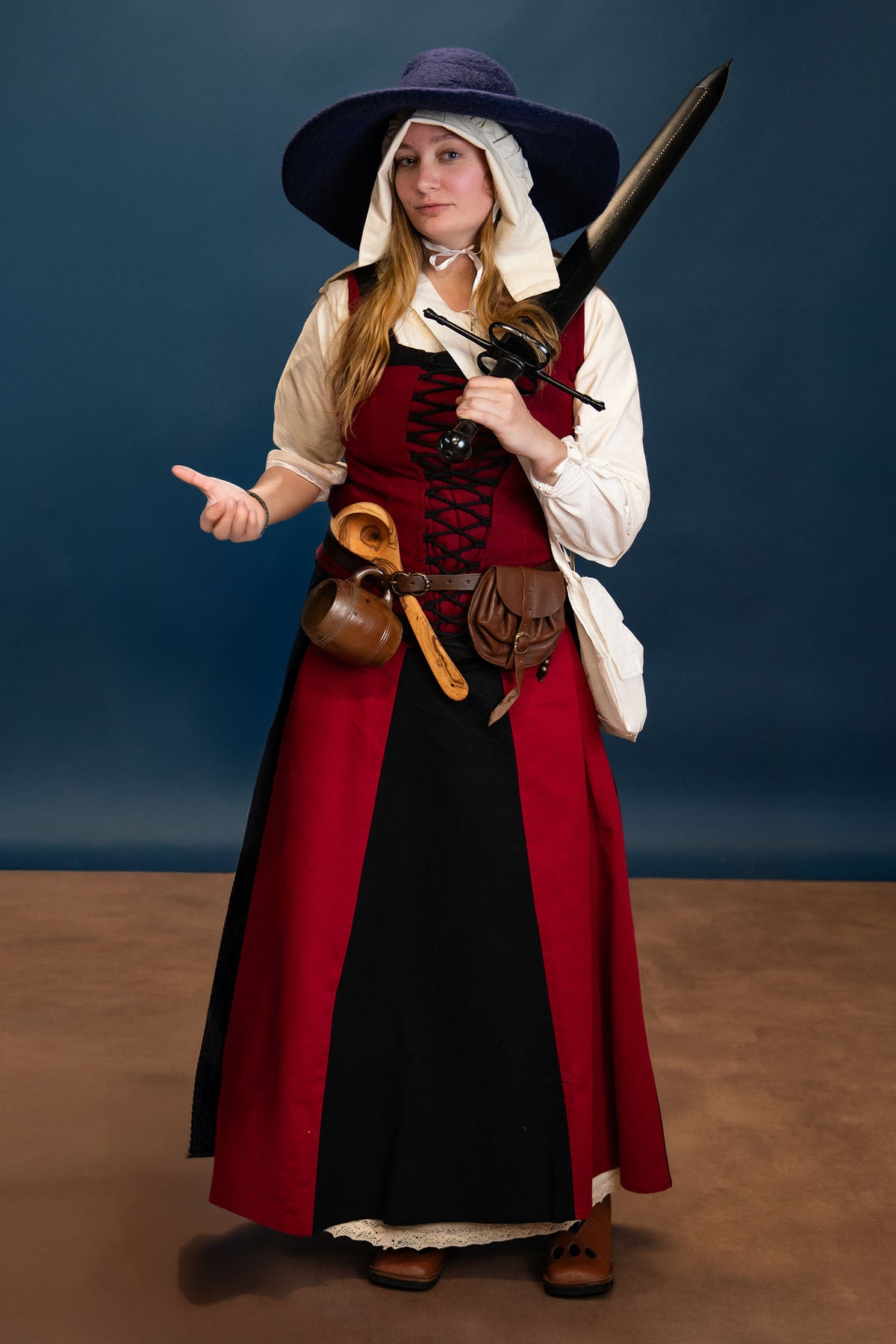 Landsknecht skirt Loreena, black-red