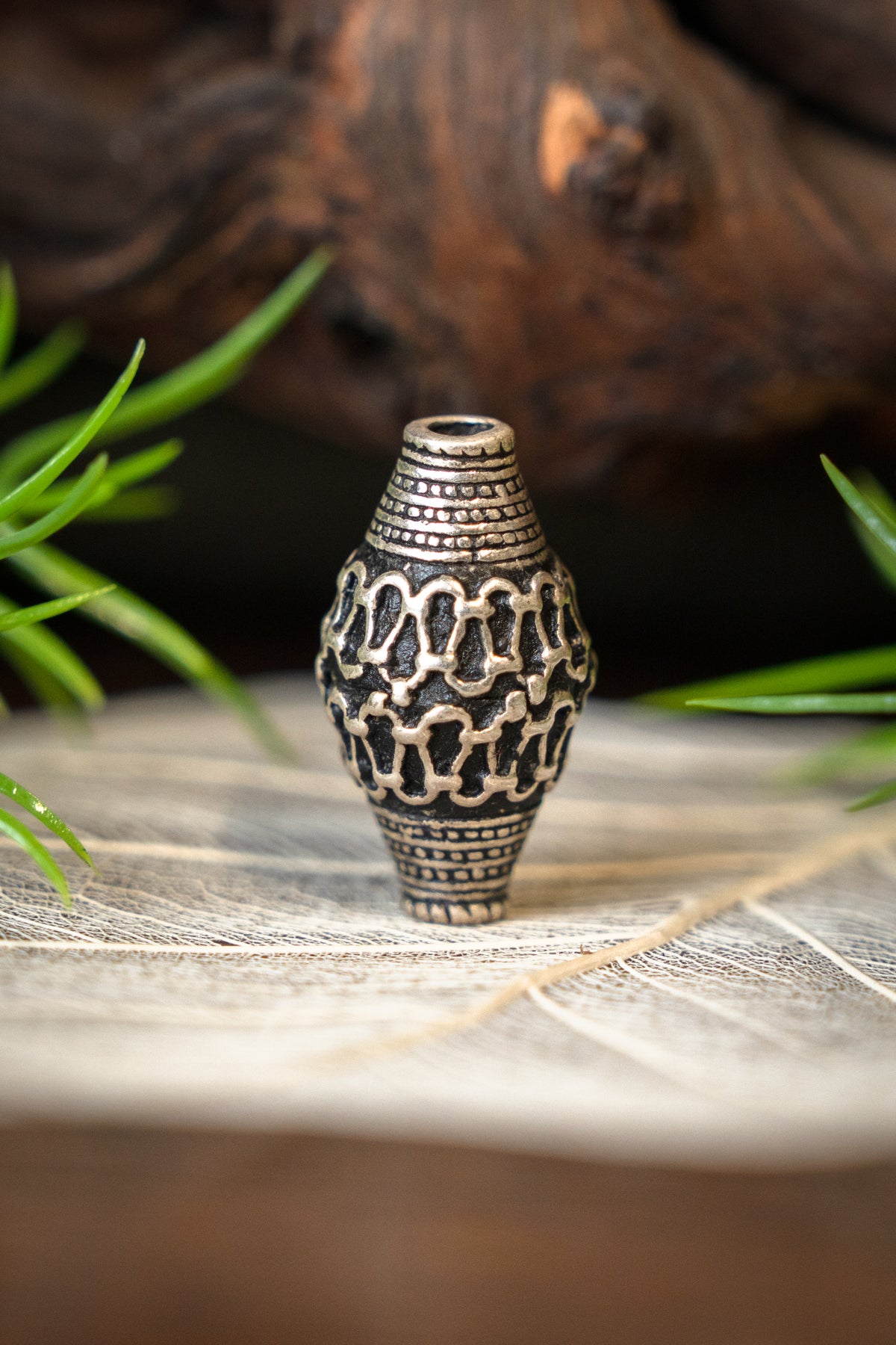 Viking bead Sweden, silvered bronze