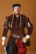 Doublet with open sleeves, red-brown