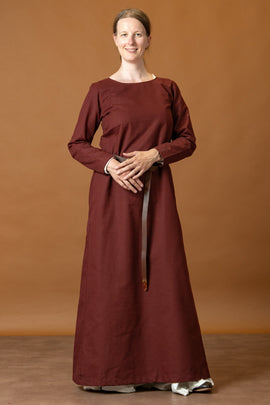 Medieval dress Freya, burgundy-red
