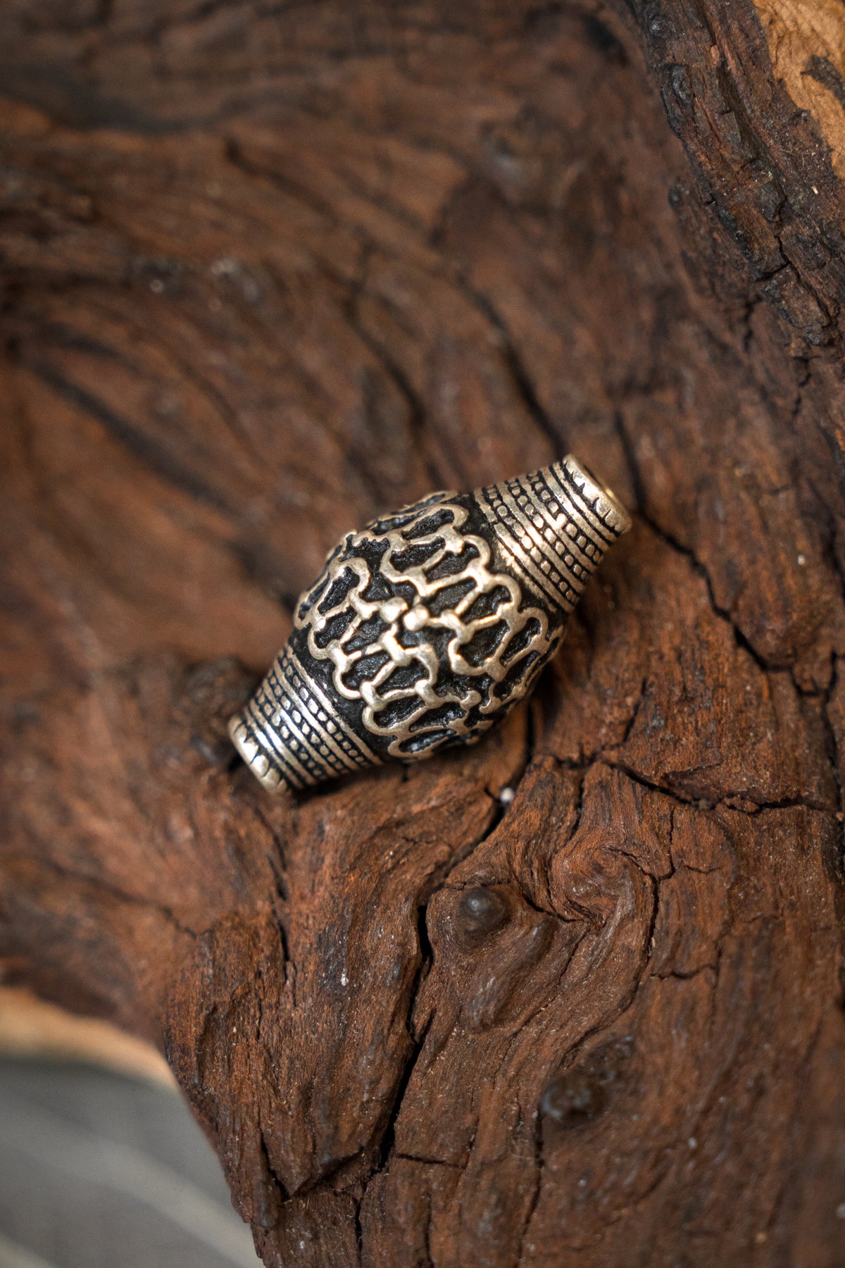 Viking bead Sweden, silvered bronze