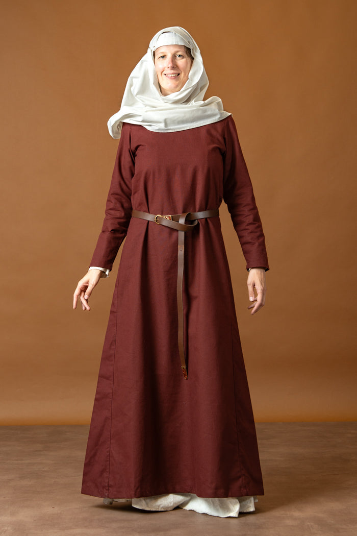 Medieval dress Freya, burgundy-red